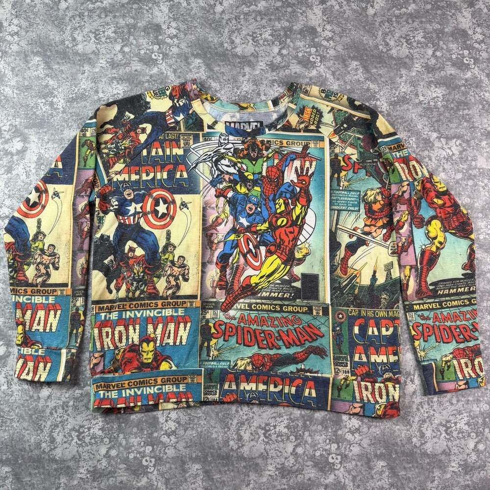 Marvel Comics All Over Print Comic Book Sweatshirt Multicolor XL
